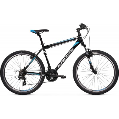 Horský bicykel 26" Kross Hexagon 1.0 L čierno-modrý lesklý hliníkový 21" 